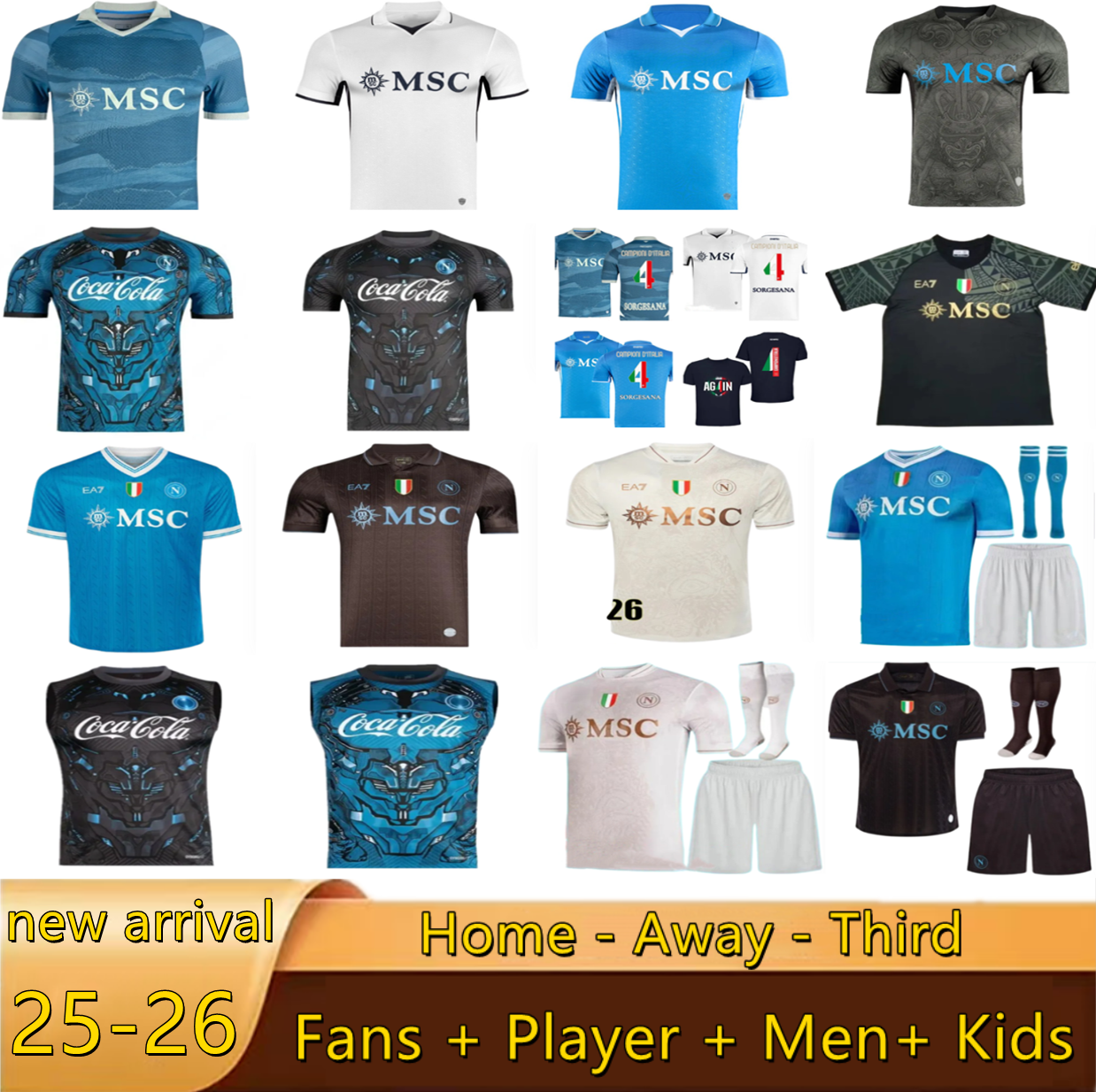 2025 2026 Napoli Soccer Jerseys DE BRUYNE NERES LUKAKU BUONGIORNO McTOMINAY DI LORENZO ANGUISSA KVARATSKHELIA Naples Football Shirt 25 26 H.LOZANO Men kids Kit