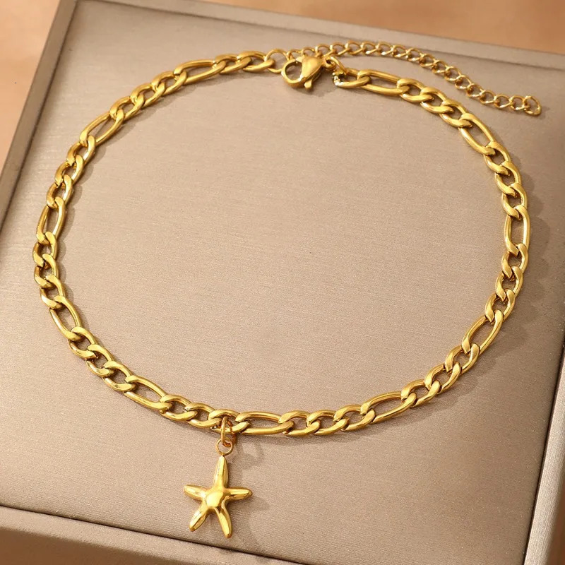Stainless Steel Anklet Light Delicate Fashion Geometric Pentagram Anklet For Women Jewelry Beach Vacation Accessories 250812