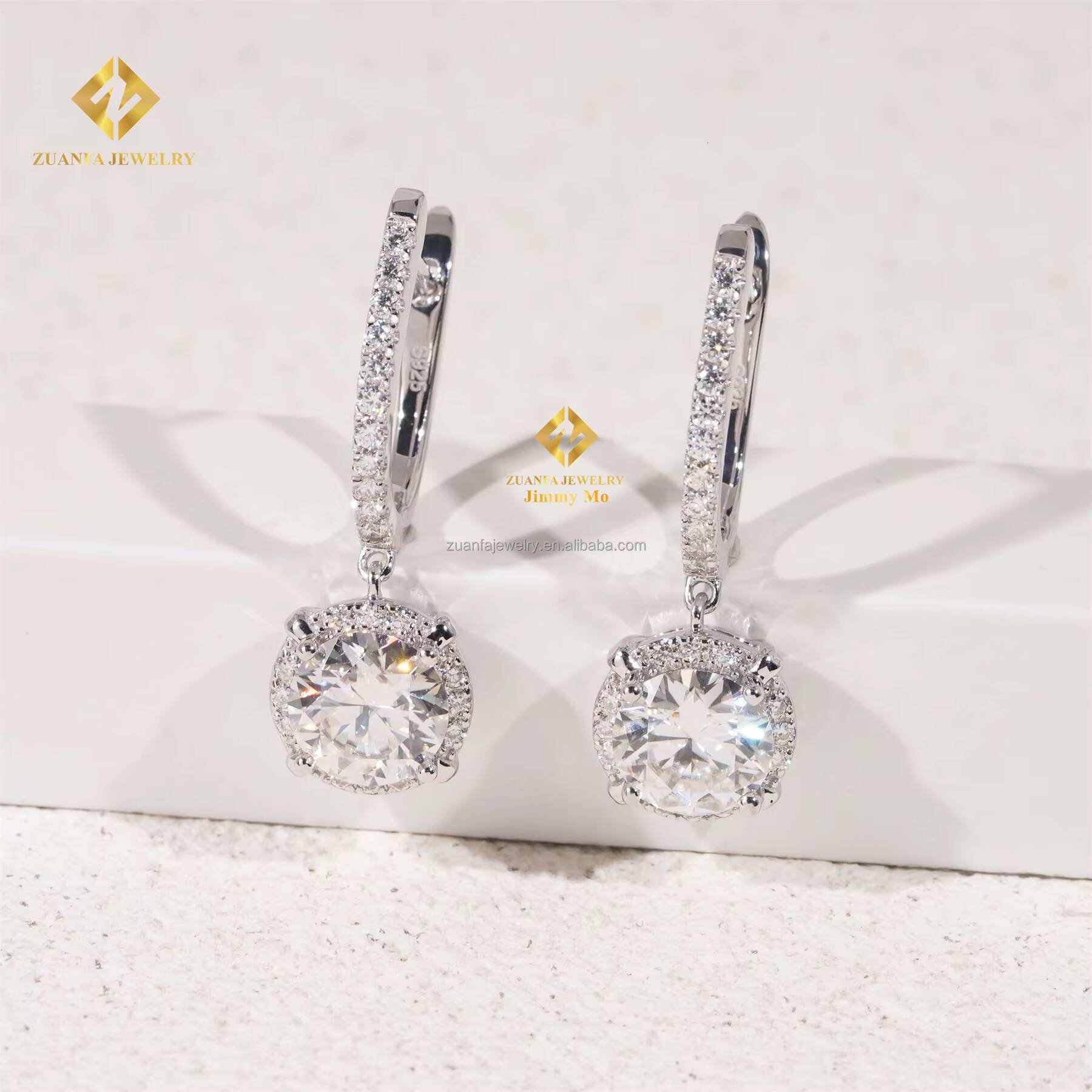 Fashion Luxury Elegant Style Women Earring Jewelry 925 Silver Vvs1 Moissanite Diamond Hoop Drop Earrings Women Gift