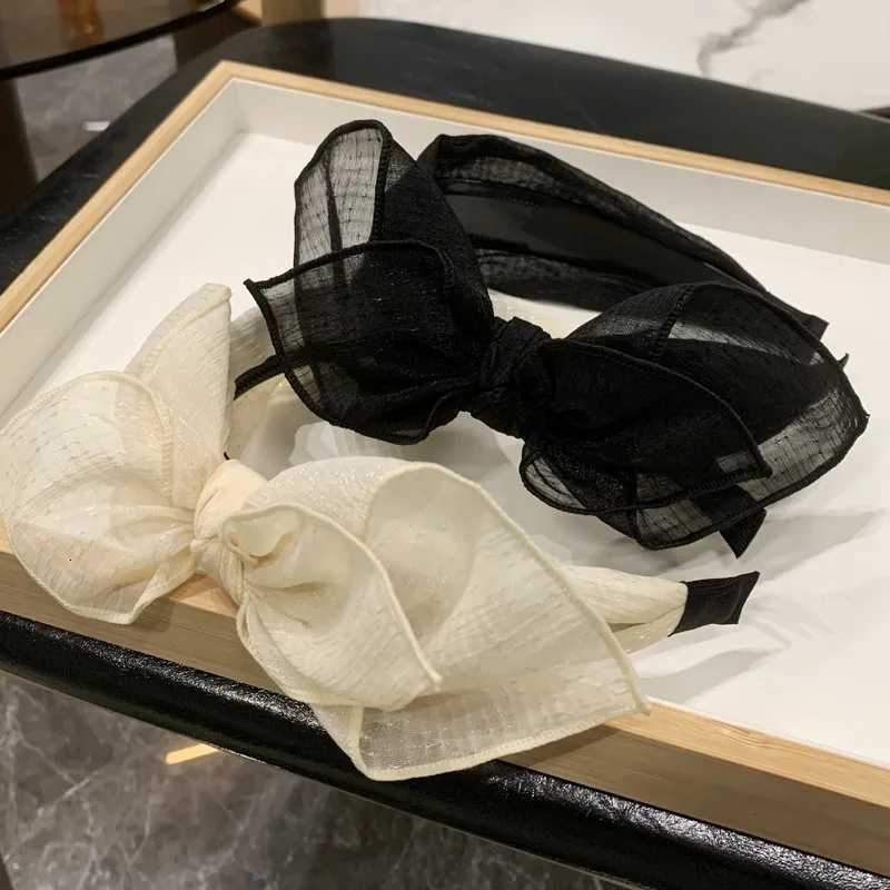 1pc Korean version bow hair band with teeth anti-slip pressure simple hair band lace mesh band X250812