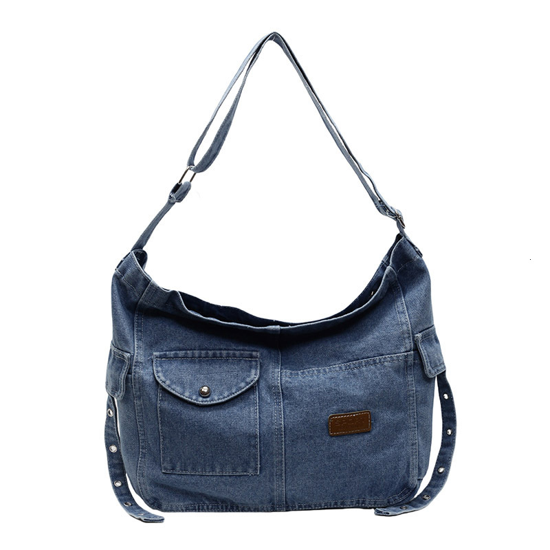 Washed Denim Tote New Fashion Single Shoulder Versatile Commuter Crossbody Bag