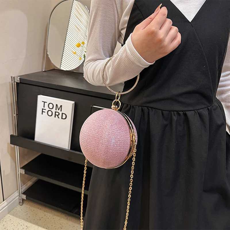 Circular Ring Portable Evening Bags Metal Round Ball Handbags For Lipstick Elegant Clutch Purse Wedding Wallets Z250812