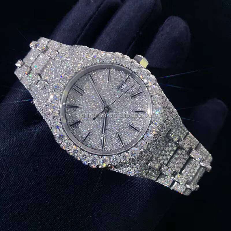 Mossinate Watches Stainless Steel VVS Moissanite Mechanical Watch Men Hip Hop Buss Down 100% Pass Dia Tester