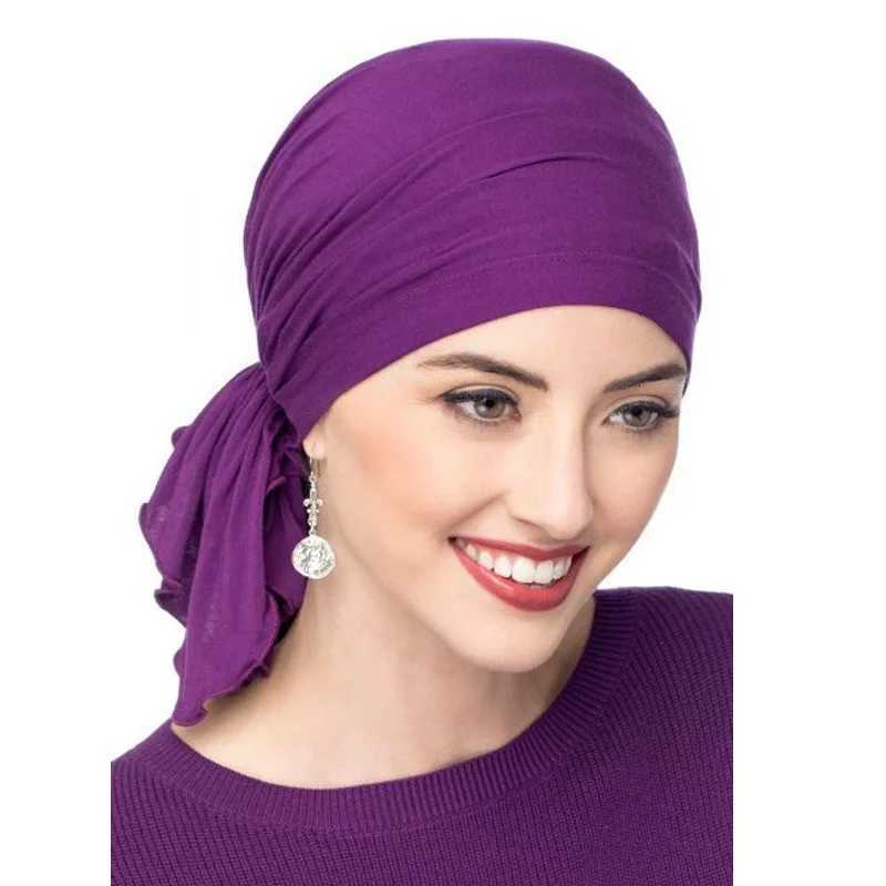 Elastic Modal Cotton Stretch Bandana Hat Women Chemo Hair Cover Women Muslim Ramadan Turban Hijab Bonnets XJ250812