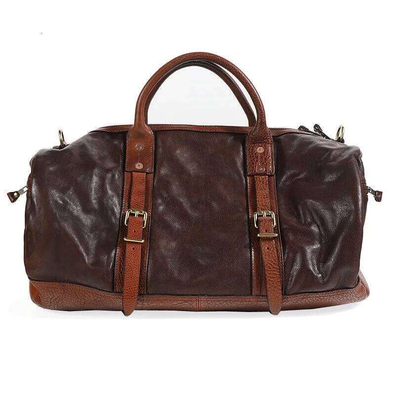 Top Quality Vintage Casual Vegetable Tanned Cowhide Men's Business Travel Unisex Big Capacity Genuine Leather School Bag