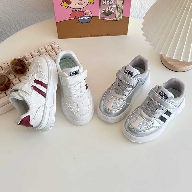 Kid Sneakers Silver Beige Non-Slip New Sneakers for Children Boy Fashion Casual Versatile Girls Running Sports Shoes Hook Loop M250812
