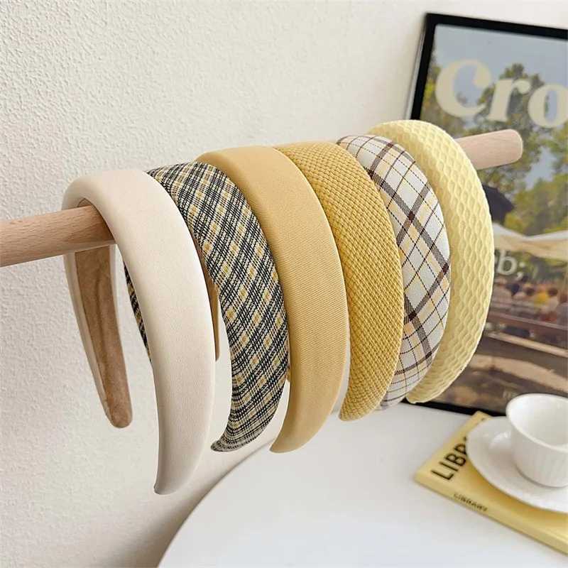 Sweet Soft w Plaid Cloth Sponge Padded Bands for Women Girls Casual Shopping Face Washing Makeup Hairbands X250812