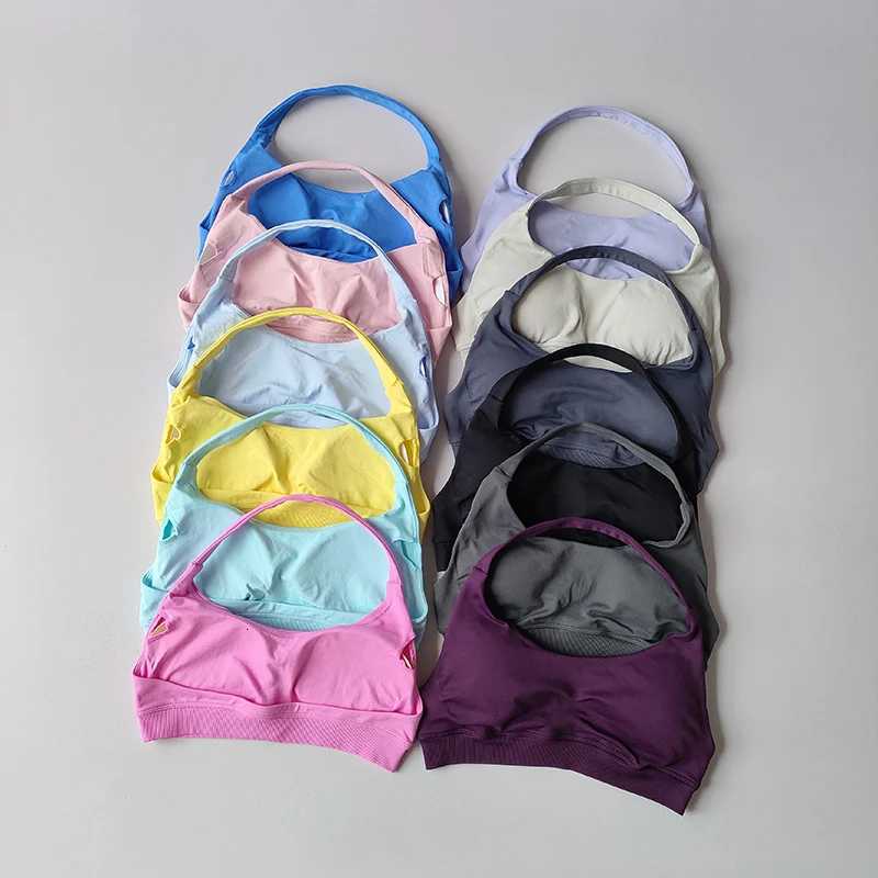 Sports Bra Women Shockproof Seamless Halter Top High Support Push-up Open Back Gym Wear Fitness Workout Underwear Z250812