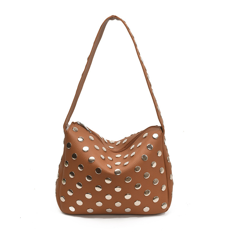 Fashion Design Box Shoulder New Rivet Inlaid Personality Underarm Bag