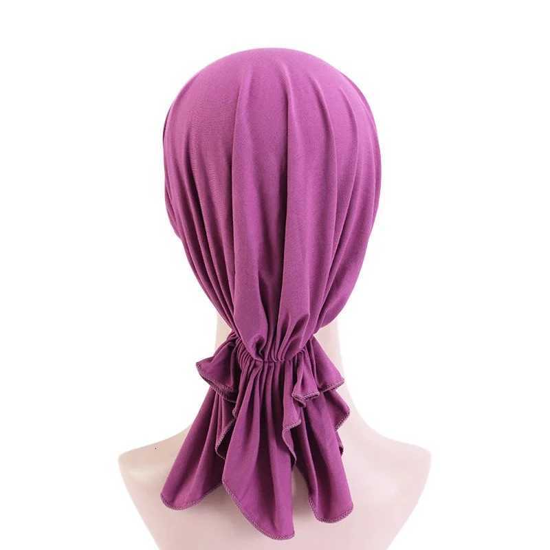 Elastic Modal Cotton Stretch Bandana Hat Women Chemo Hair Cover Women Muslim Ramadan Turban Hijab Bonnets XJ250812