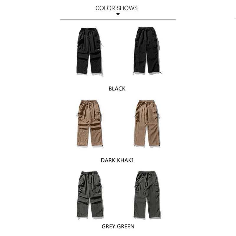 2025 Autumn Cargo Pants Men Baggy Waterproof Mid Rise Drawstring Men Parachute Pants Techwear Tourism Men Pants X250812