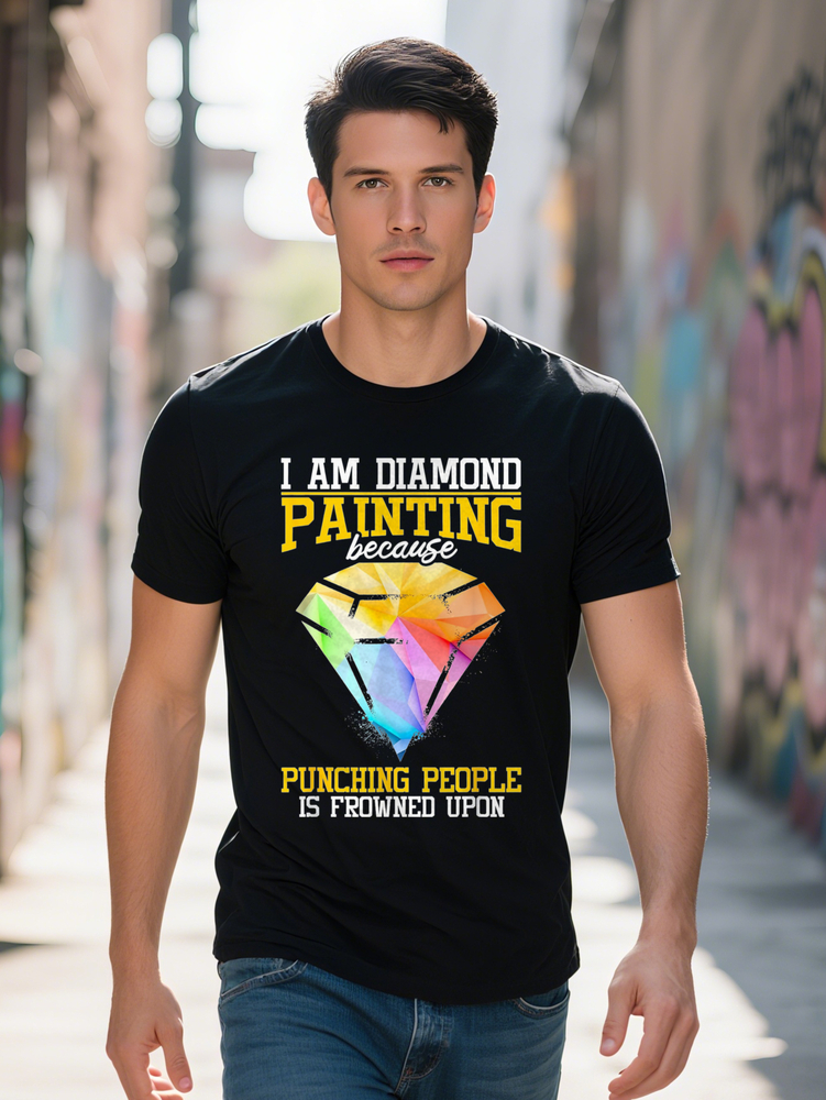 Men's Cotton T-Shirt Painting Humor Graphic Tee Multi Color Dia Casual Round Neck Short Sleeve Breathable Plus Size