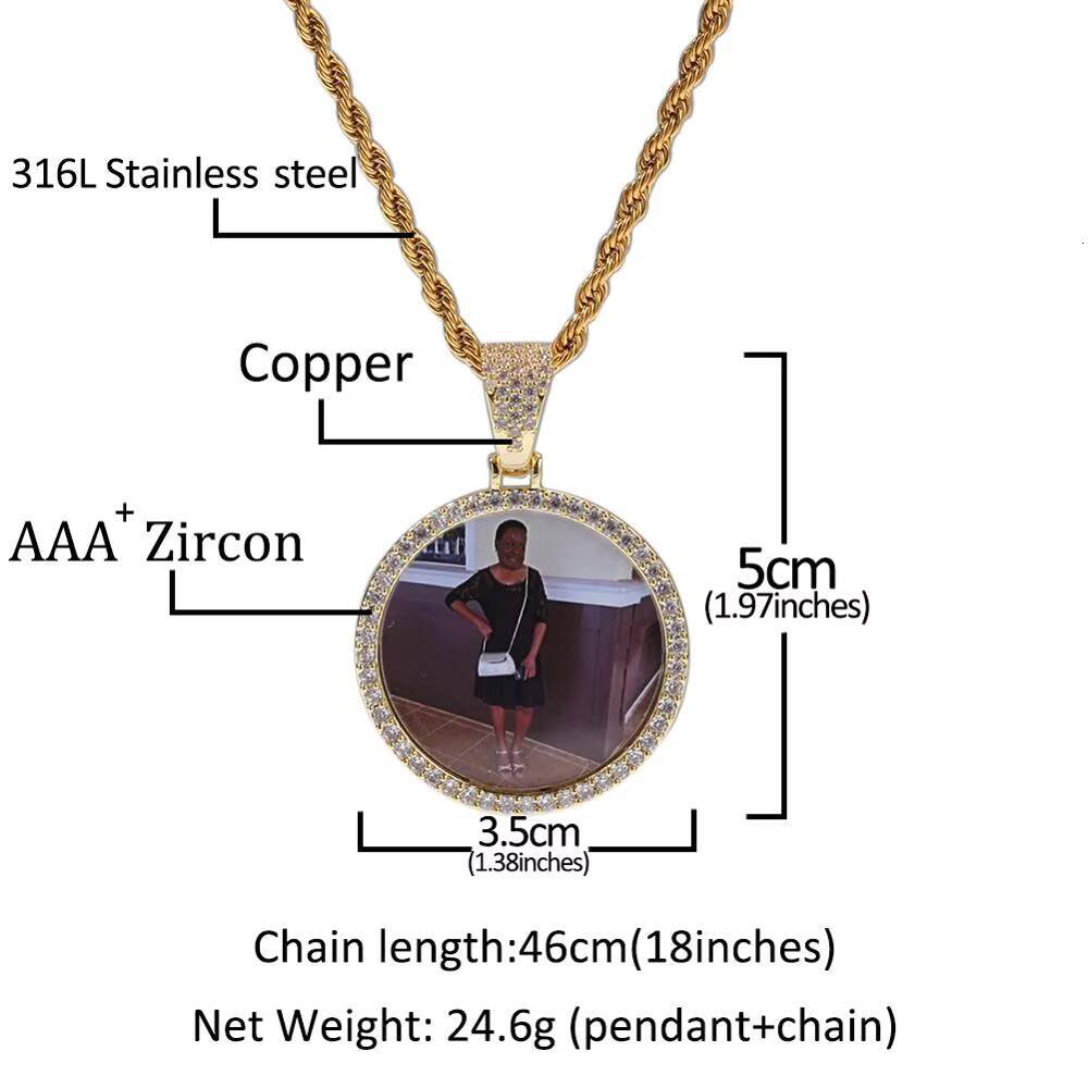 Hip Hop Ice DIY Photo Frame Diamond Pendant Custom Photo Pendant Necklace Personalized Jewelry for Male and Female Rappers