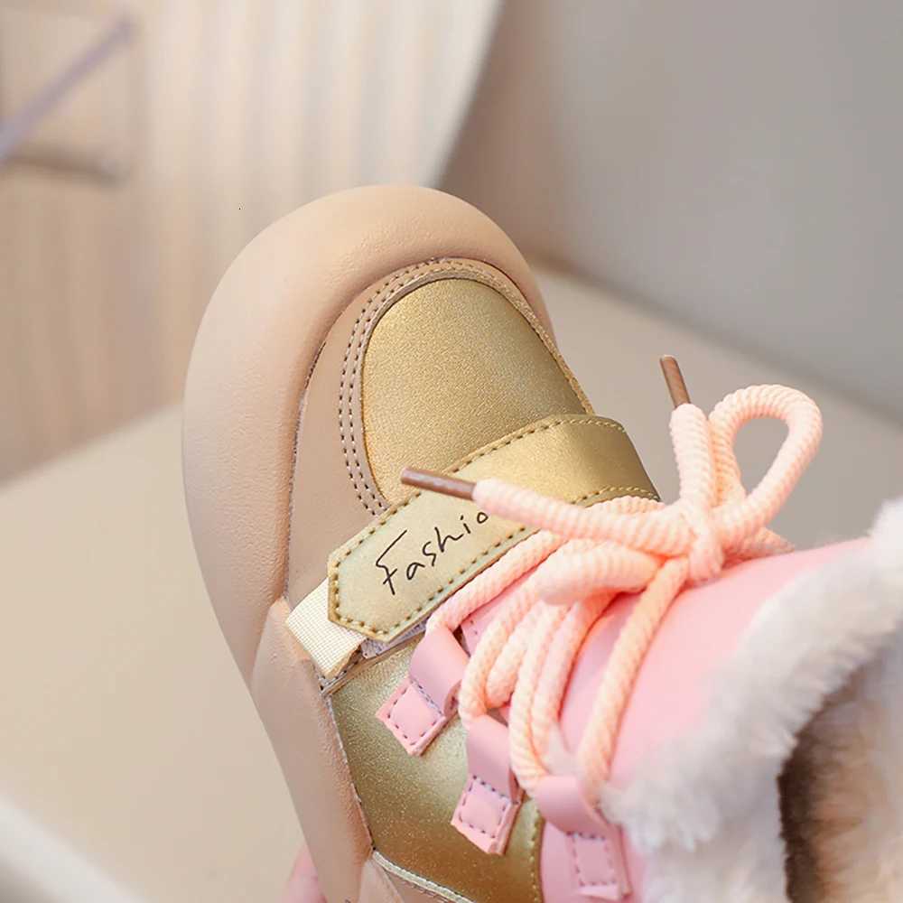 Winter Plush Snow Boots For Children PU Leather Waterproof Cotton Shoes Trend Fashion Teenager Kids Velvet Boots Winter Shoes XJ250812