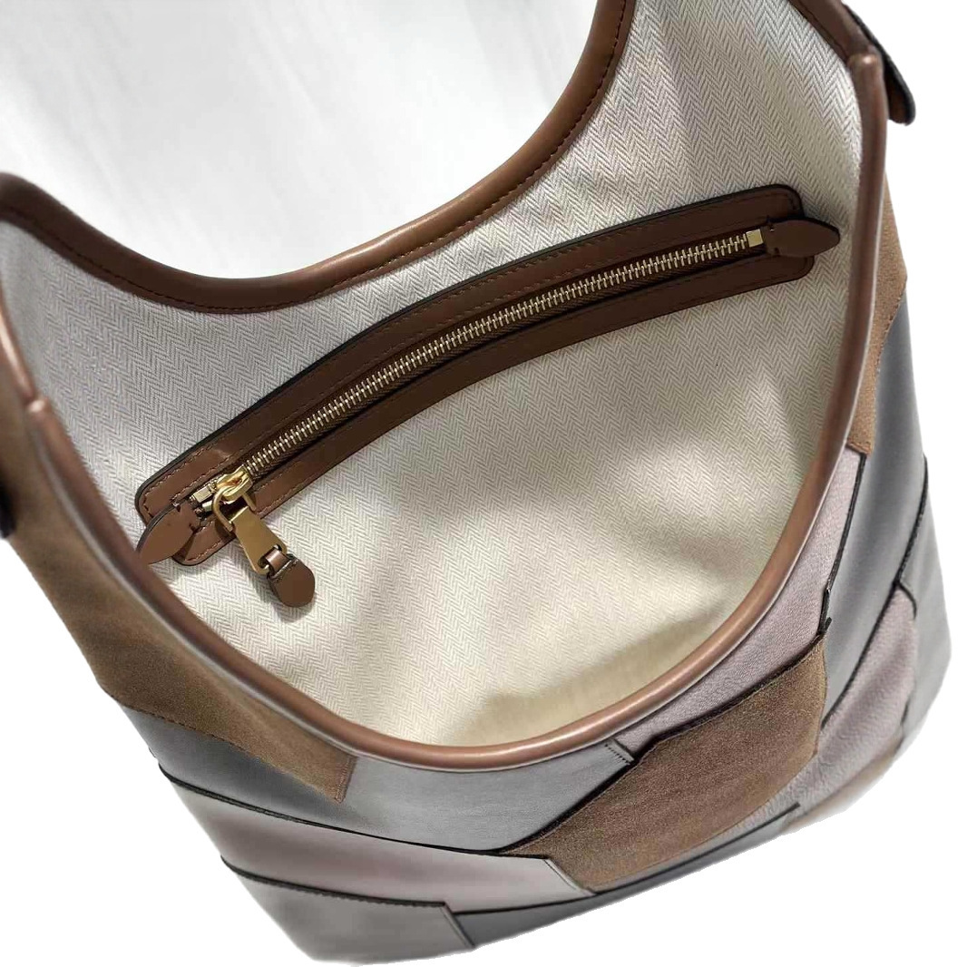 2025 Autumn New Women's women's Shoulder Bag Leather French Niche Style Retro Patch Handbag Personalized Armpit Light Luxury Designer