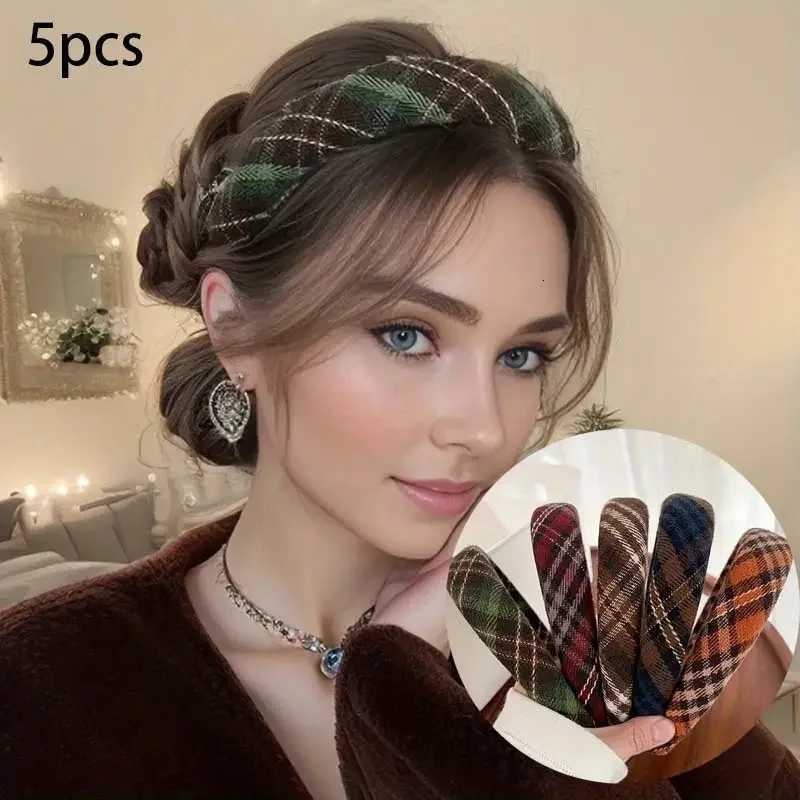Retro Plaid Sponge Band for Women Elegant Wash Face Hair Band When Going Out Fashion Girls Hair Accessories X250812
