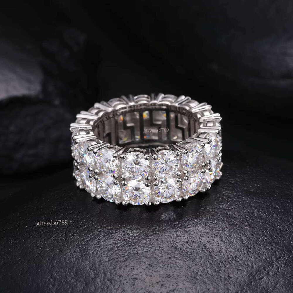 Luxurious 2 Row Passed Tester Sterling Silver Shiny Fashion Jewelry Silicon Stone Ring for Men