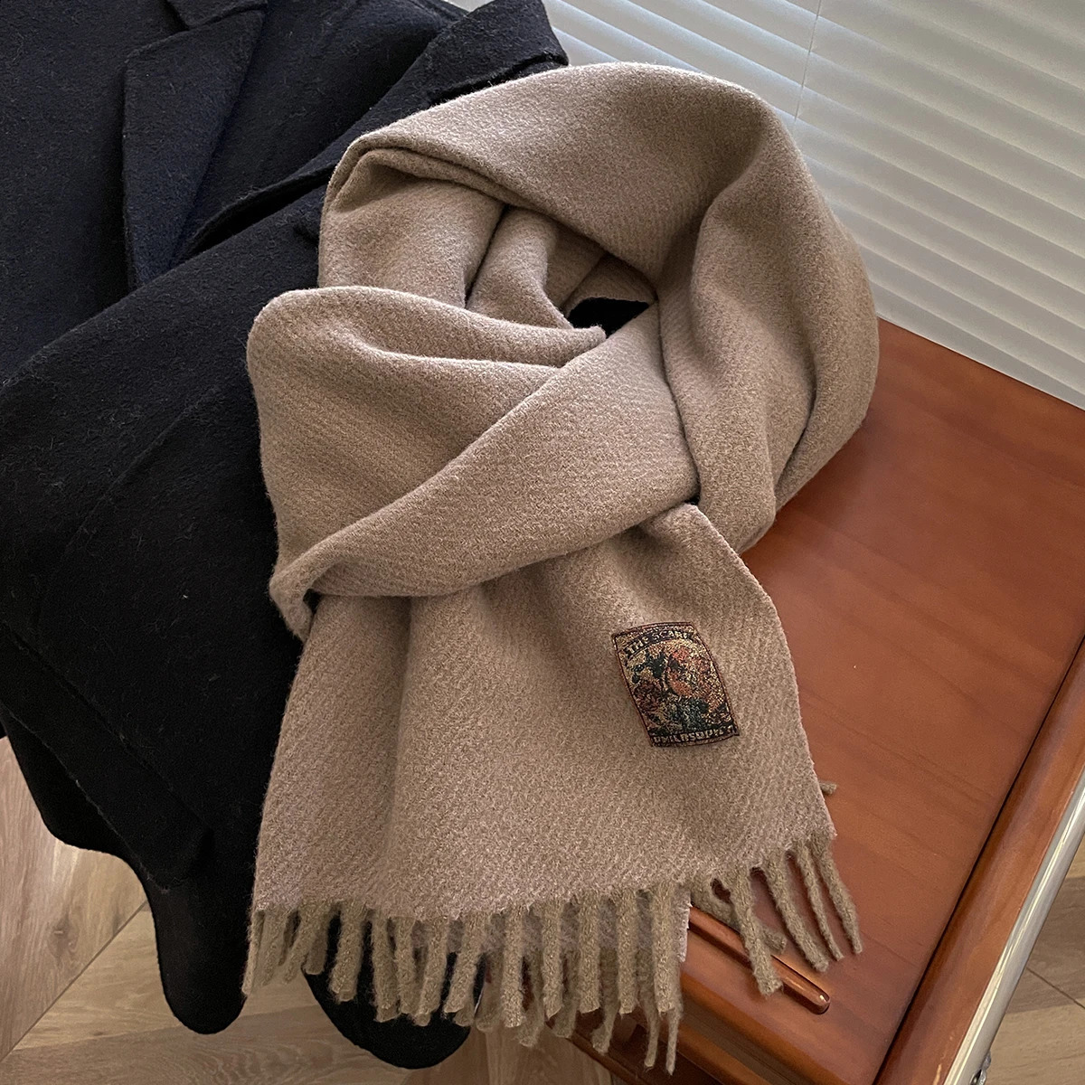 Winter Wool Cashmere Solid Color Scarf for Women Warm Thick Soft Pashmina Style ed Foulard Shawls Wrap 250812