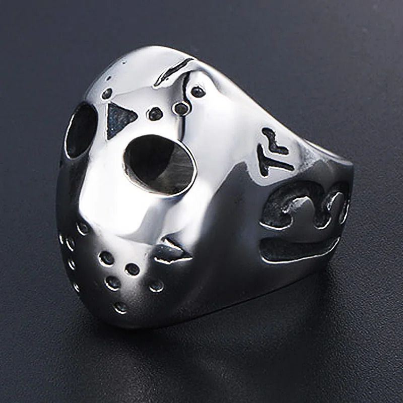 est Black Friday Killer Jason Mask Ring Mens Stainless Steel Punk Ring Male Hip Hop Biker Jewelry Creativity Gift Wholesale 250812