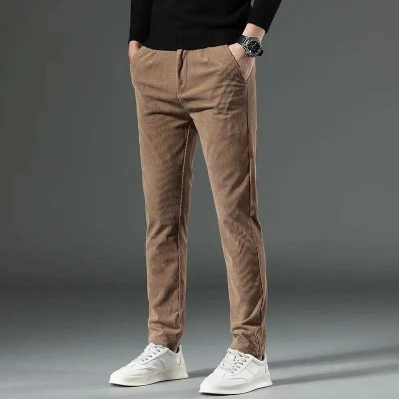 Autumn and Winter Mens Corduroy Trousers New Mens Clothing Stretch Slim Fit Casual Pants Fashion Mens Business Work Pants W250812