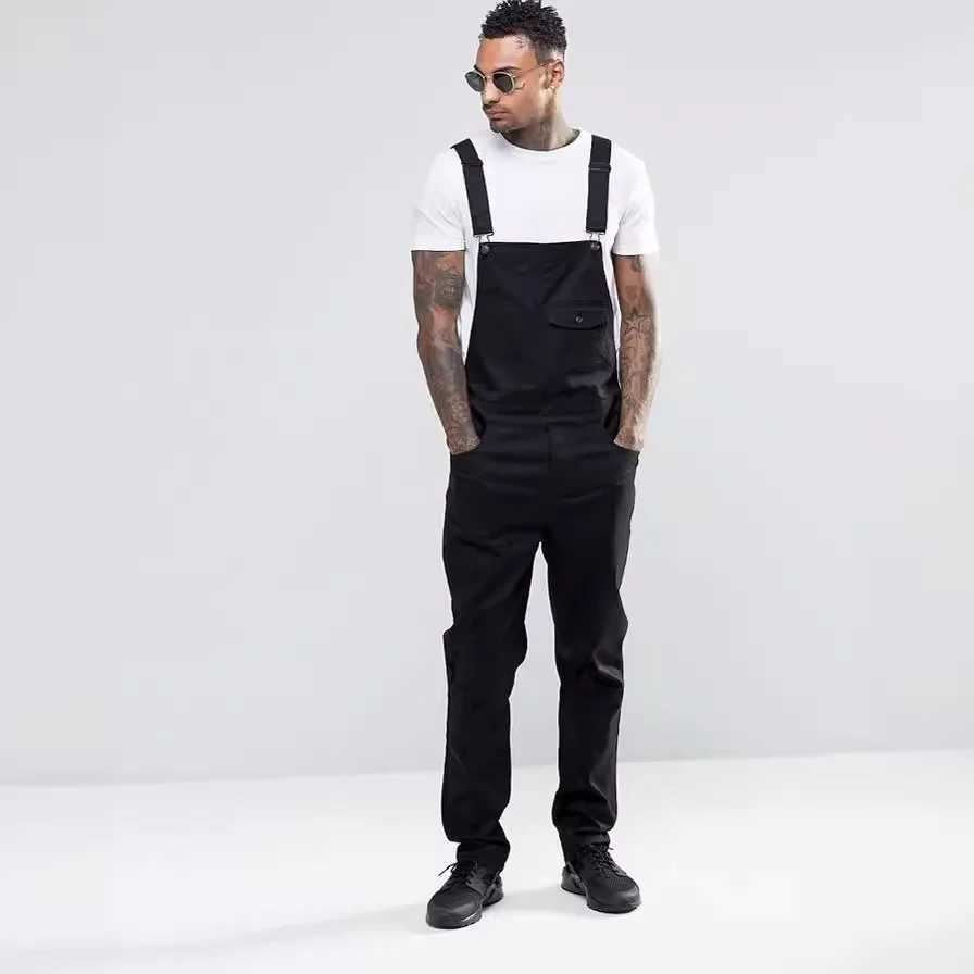 2024 Men Stylish Slim Biker Jeans Bib Overalls Jumpsuits Jeans Men Streetwear Casual Stretch Ripped Dungarees Men Strap Jeans X250812