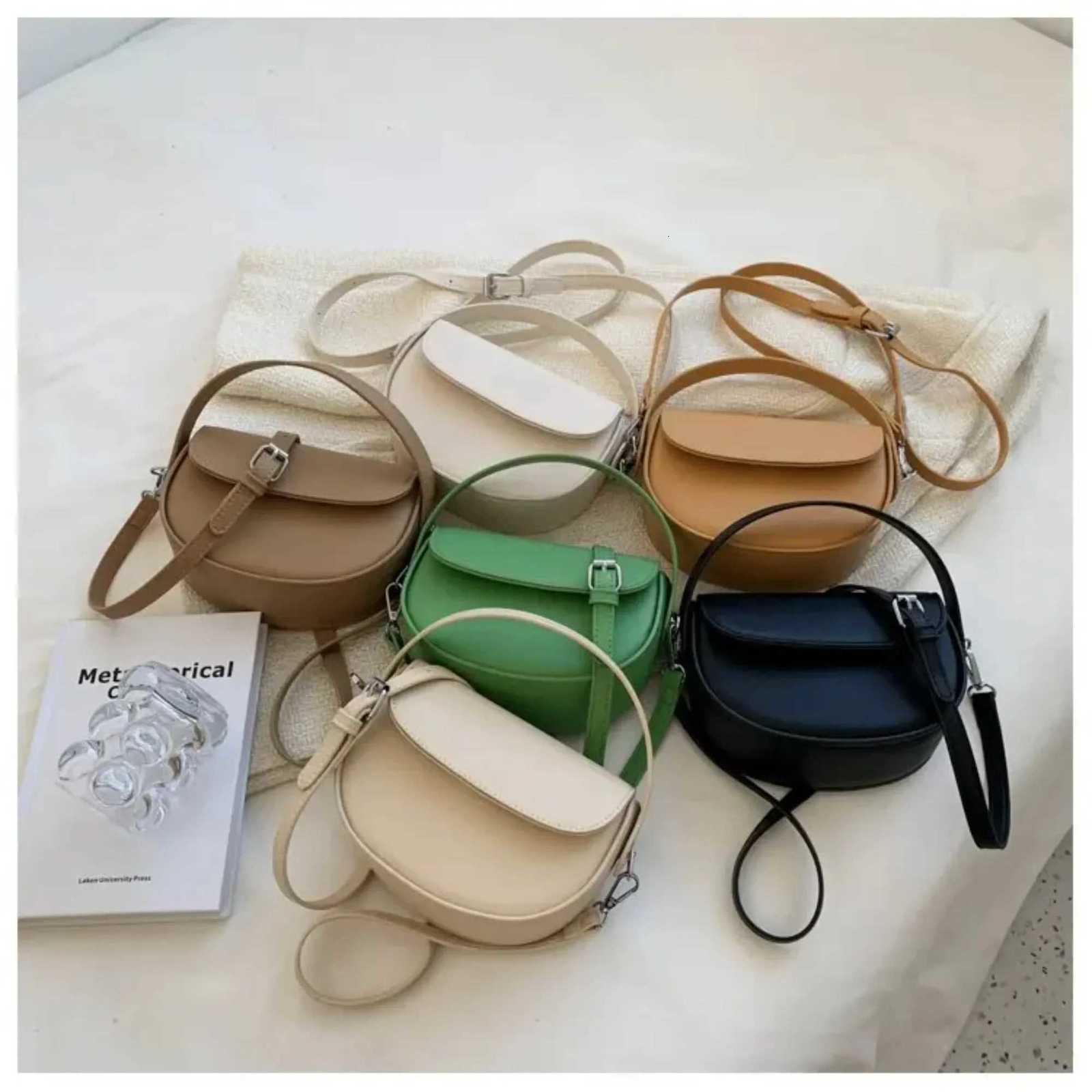 Simple Elegant PU Leather Saddle Bag Womens Satchel Bag with Adjustable Strap Handbag Z250812