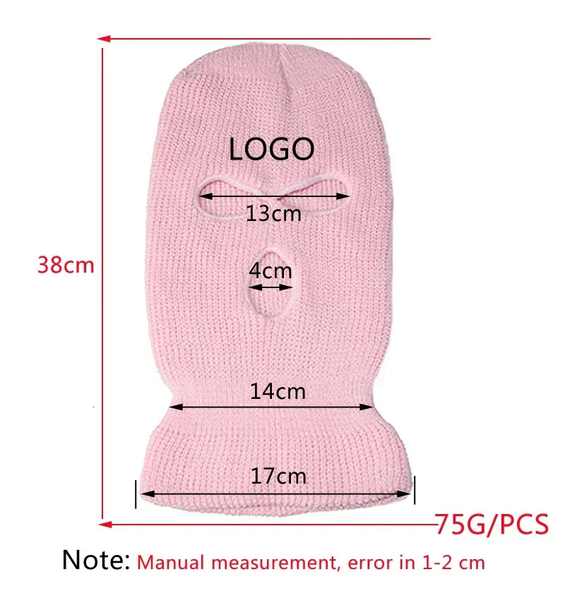 Motorcycle Windproof Full Face Knit Hats Custom SkiMask Men Warm Wool Balaclava embroidery Winter hats Knitted 3 Holes Ski Mask 250808