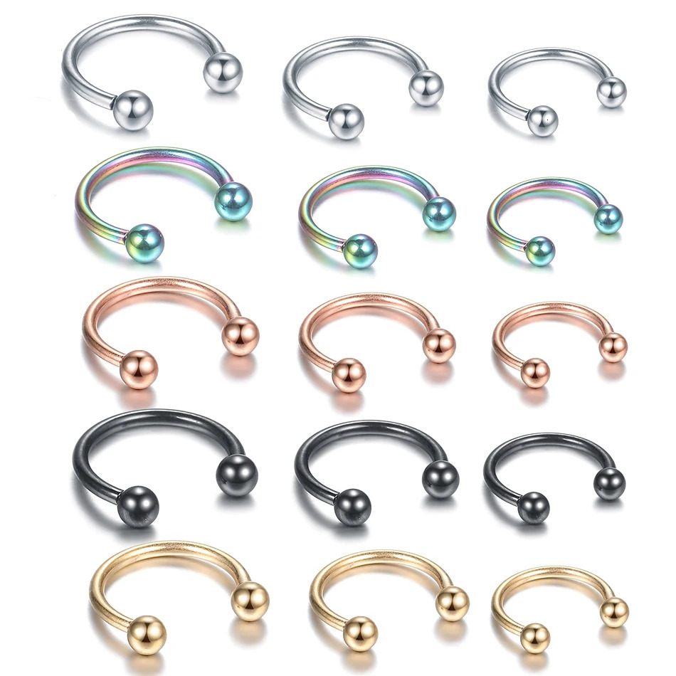 100Pcs/lot Stainless Steel Horseshoe Septum Piercing Lot Horseshoe Nose Piercing Ring Nose Ring Horseshoe Earring Cartilage 250807