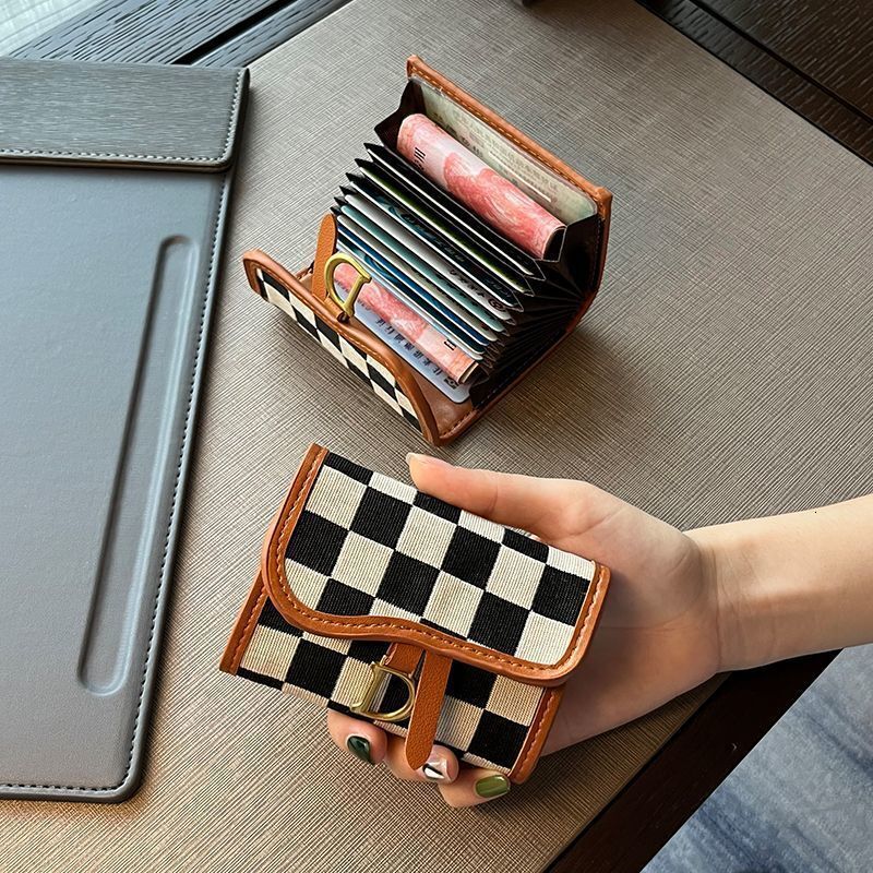 Designer Bag Tote Bag Factory Wholesale 2025 New Plaid Exquisite High-end Card Holder Women's Compact Multi-card Luxury Bag Slot Bank Card