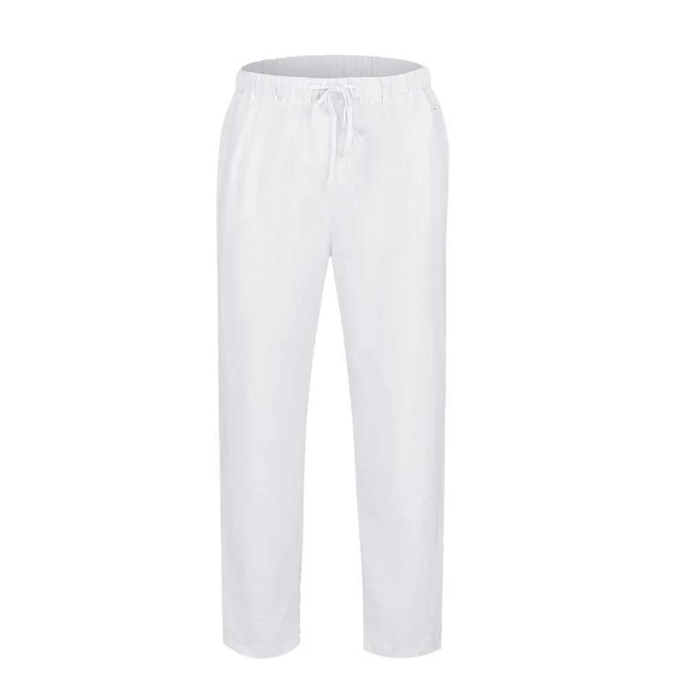 Mens Linen Pants Beach Breathable Elastic Linen Trousers Fashion Multiple Pockets Drawstring Joggers Pants Men Casual Sweatpants W250812