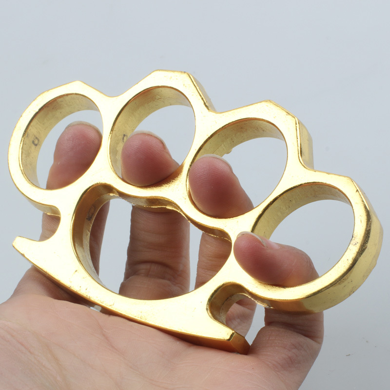 Thickened Four-finger Fist Buckle Iron Fist Plus Hard Alloy Brass Knuckle Fighting Breaking Boxing Tool
