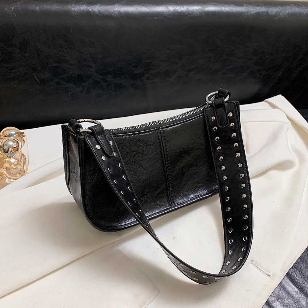 Vintage PU Leather Bag for Women Shoulder Bag Zipper Underarm Bag with Adjustable Strap Y2K Hobo Crossbody Sling Stylish Purse Z250812