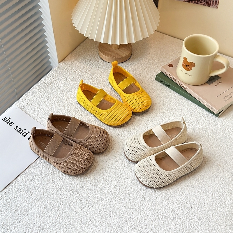 Girls Flat Shoes Slipon Soft Sole Kids Weave Breathable Hollowedout Summer Children Casual Solid Color w250725