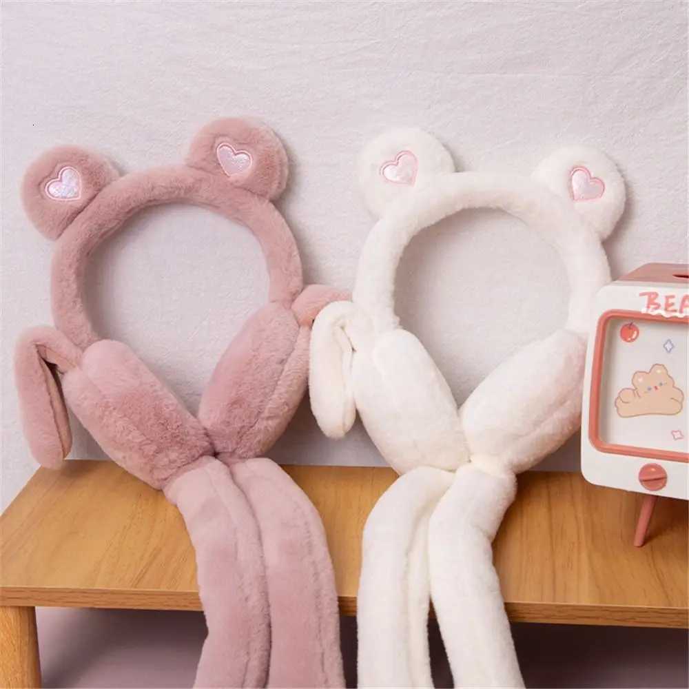 ute Moving Jumping Ears Winter Warm Earmuffs Heart Bear Airbag Plush Ear Muffs Outdoor Ear Covers for Ladies Girls XJ250812