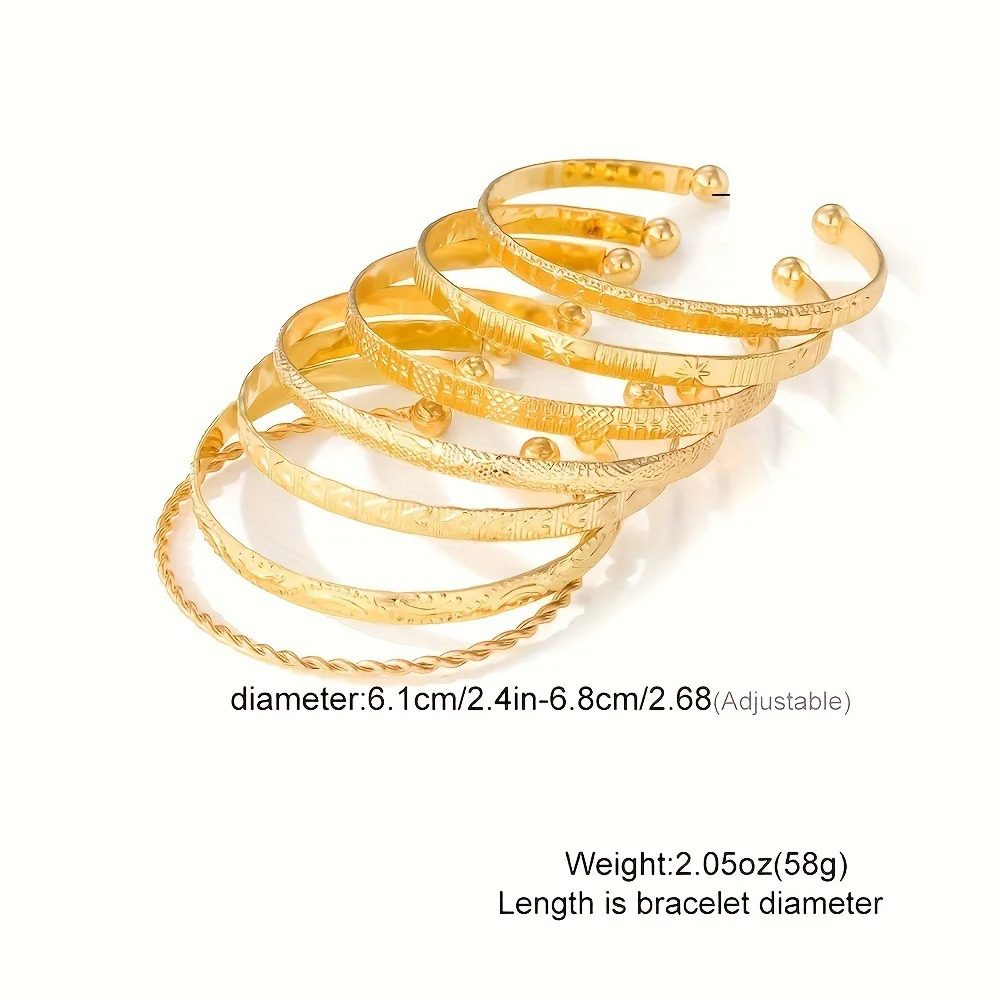 7PCS Trendy Classics Basic Style Chain Star Bracelets Set for Women Adjustable Twists Bangles Hand Jewelry Gift Fashion 250811