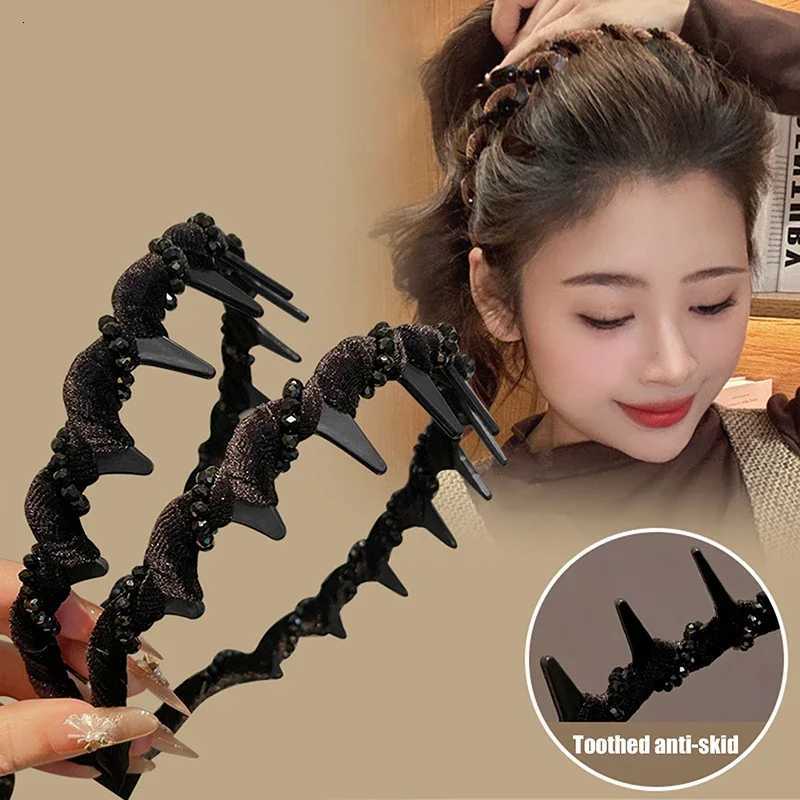 Vintage Velvet Pearl Wave Top Hairband Anti-Slip Toothed Hairband For Women Girls Fashion Sweet Hair Accessories X250812