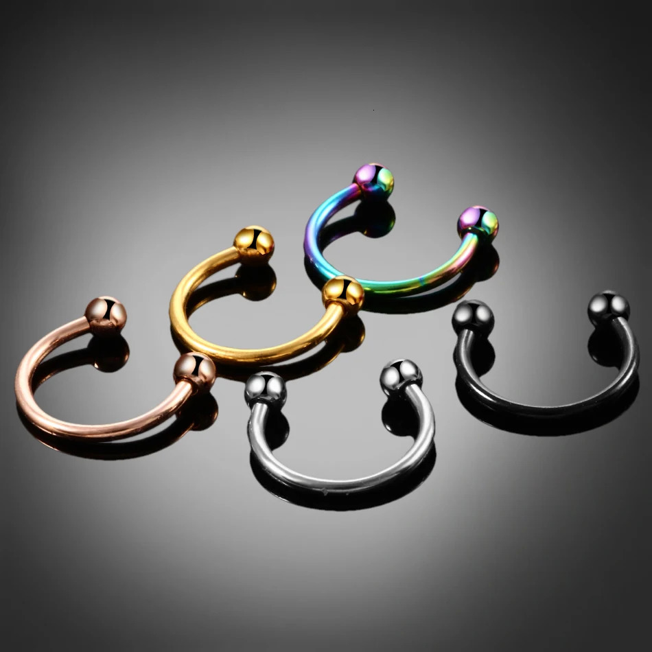 100Pcs/lot Stainless Steel Horseshoe Septum Piercing Lot Horseshoe Nose Piercing Ring Nose Ring Horseshoe Earring Cartilage 250807