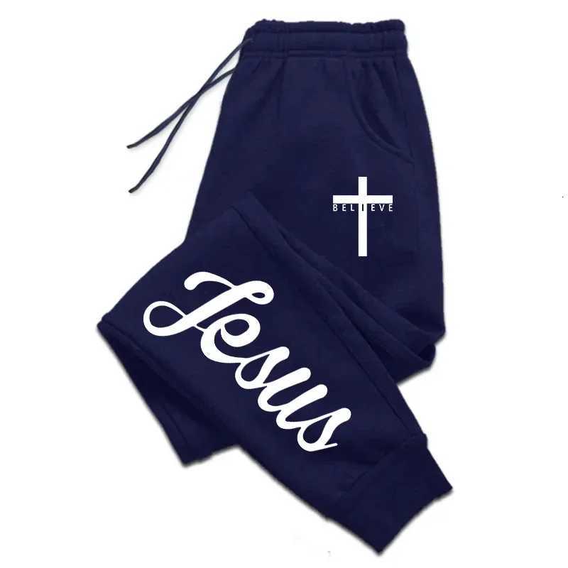 Jesus Cross Mens Sweatpants Solid Color Drawstring Long Pants Male All Season Daily Casual Sports Fitness Versatile Trousers W250812