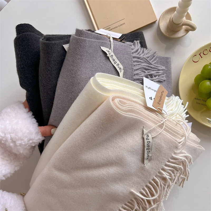 Winter Wool Scarf Women Cashmere Warm Pashmina Foulard Female Shawls Wraps Thick Soft Bufanda Scarves Stole 250812