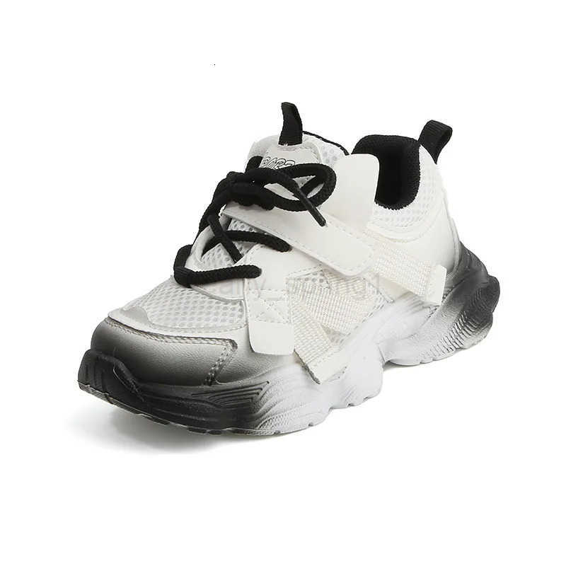 Lace Up Gradient Color Childrens Mesh Breathable Sports Shoes Round Toe Non Slip Unique Fashion Design Soft Thick Sole Shoes T250812