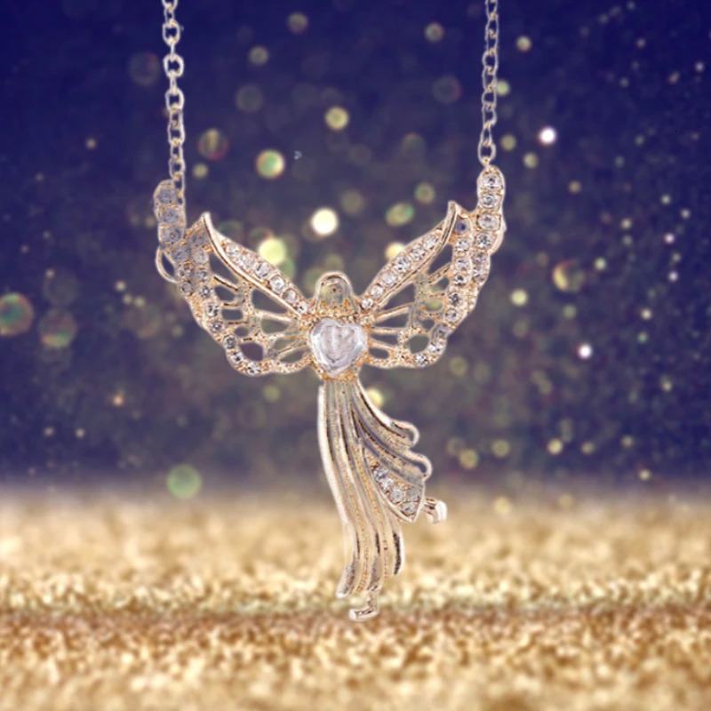 Fashionable Income Angel Wing Necklace Exquisite Angel Beloved Pendant Mothers Day Christmas Party Girl Gift 250807