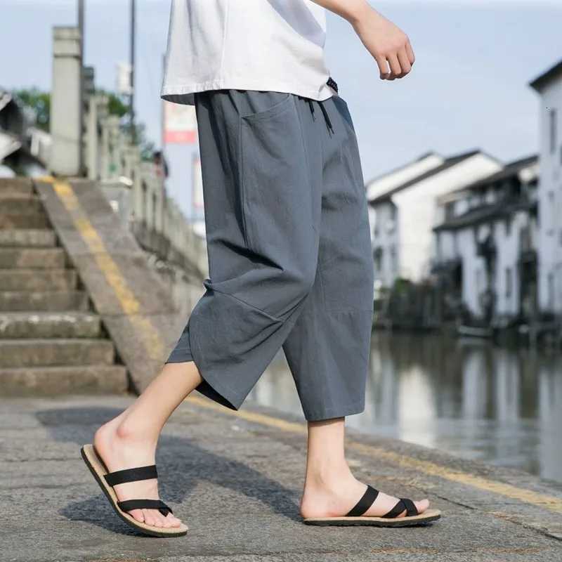2024 Outdoor Casual Pants For Men Solid Color Slim-Fit Large Pocket Nine-Point Pants High Quality Casual Pants For Men W250812