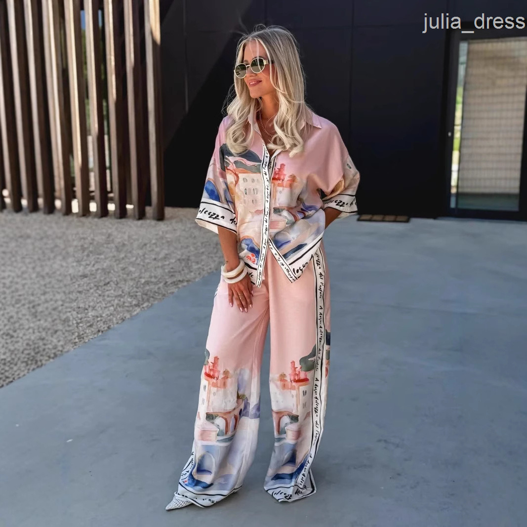 2025 New Casual Fashion Loose Shirt Short Sleeve Set