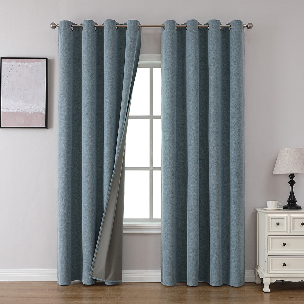 YL-36908 Thickened double-sided linen blackout curtains engineering hotel school sound insulation heat insulation full blackout cotton and linen curta
