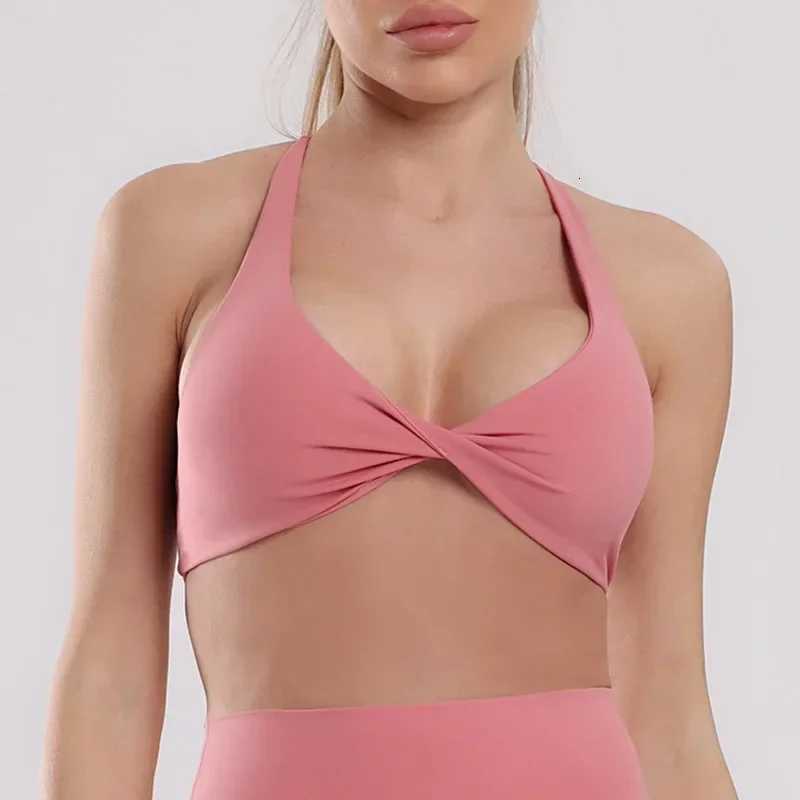 Veqking Thin Straps Cross Back Women Bra Quick Drying Sports Corp Tops Front Twist Deep V Gym Fitness Top Workout Bra Z250812
