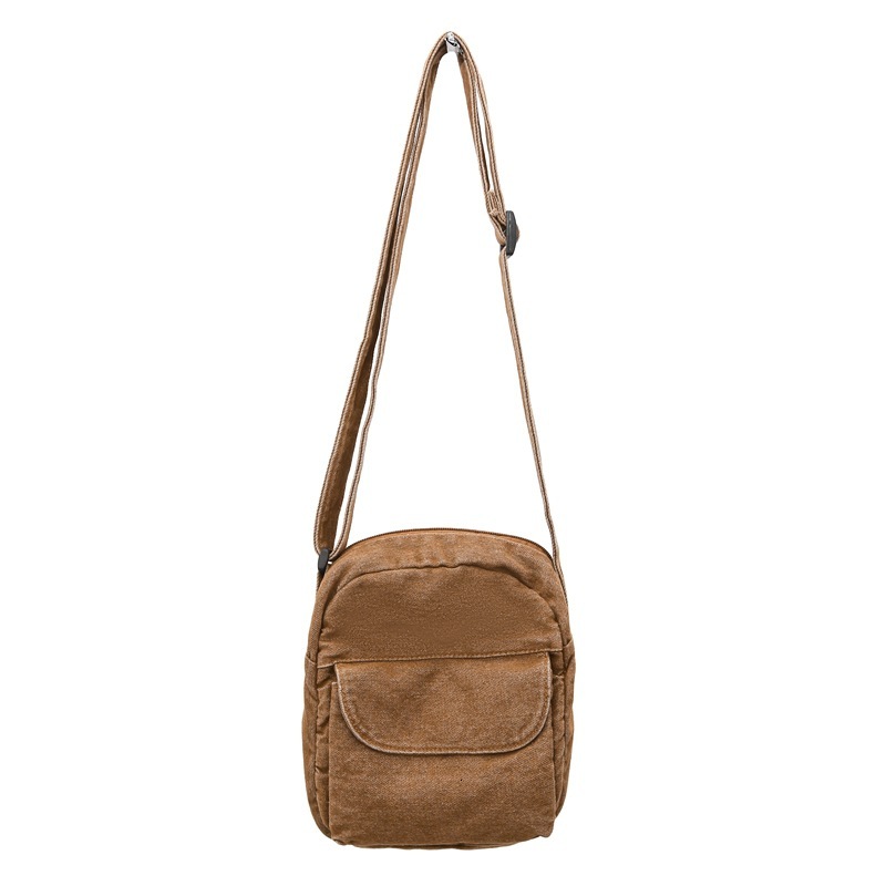 Canvas Japanese and Korean Style Youth Single Shoulder for Women Casual Solid Color Messenger Simple Embroidery Phone Bag Trendy