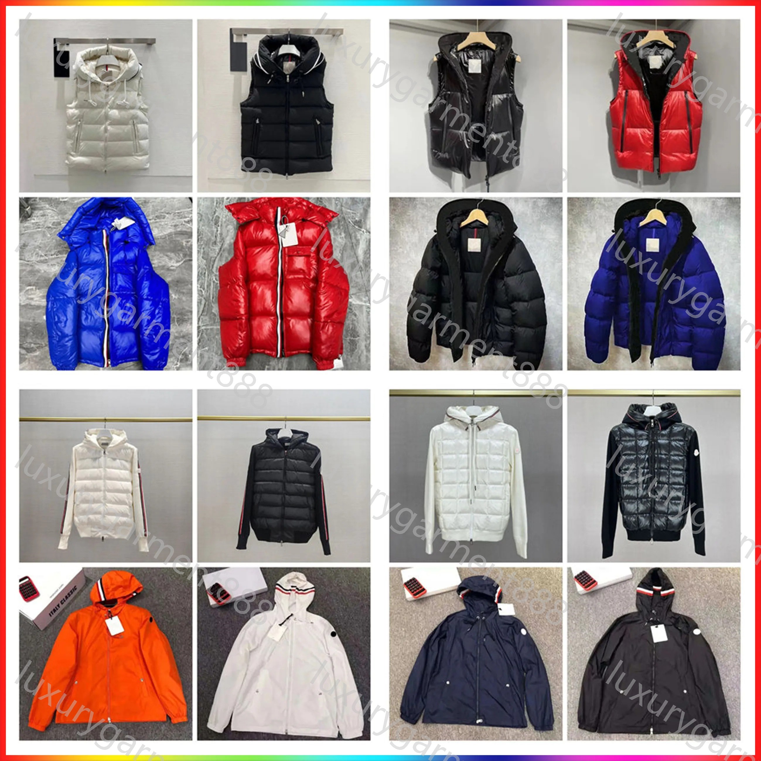 Designer Mens Down Parkas Winter Puffer Jackets Luxury Embroidered Badge Stand Collar Knitted Splice Sweater Lightweight Jacket Casual Warm Coat Fluffy Vest Coat