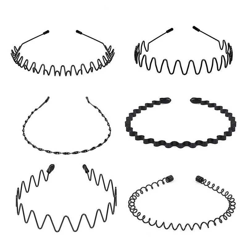 6pcs/Set UniseX Bands Wavy HaiRBand Hair Hoop Wen Men Sport Fashion Hair Band Black Non-Slip Simple Hair AccESSories X250812