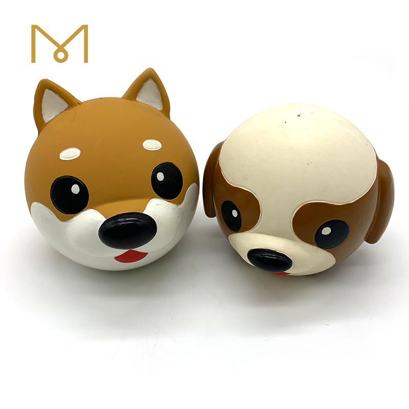 Interactive Bouncy Ball Dog Toy Natural Latex Squeaky Rubber Animal Shaped Ball Pet Puppy Toy 5pcs/Pack