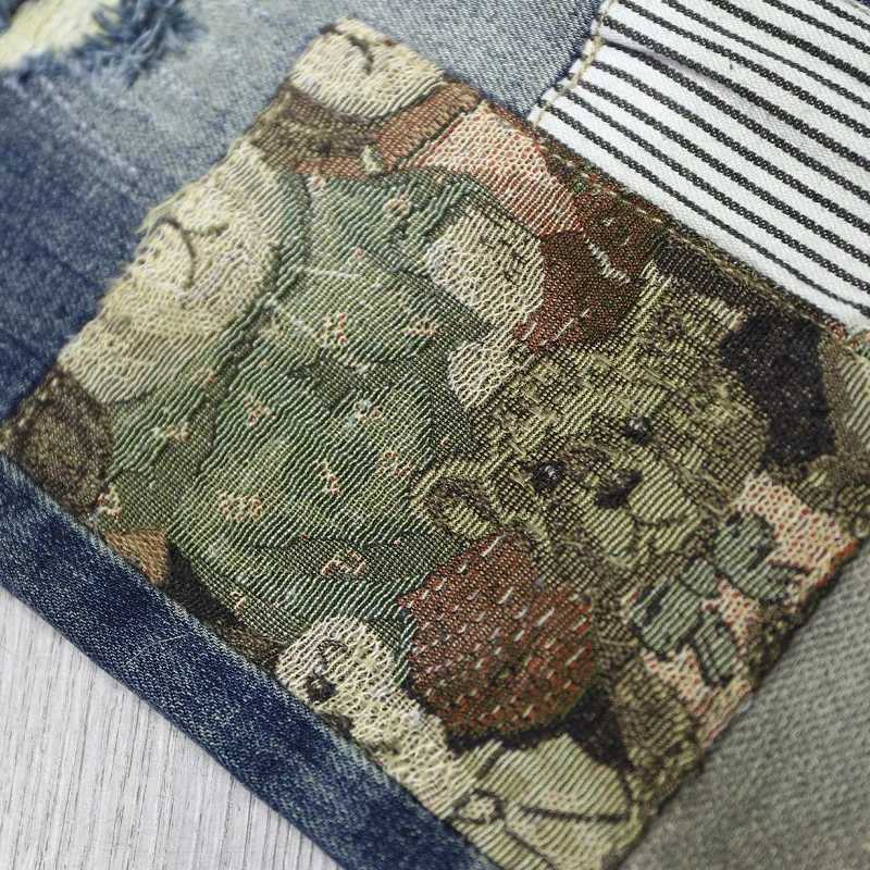 Mens Fashion Stretch Splicing Jeans Slim Personality Street American Retro Y2K Denim Trousers Distressed Ripped Pants Male X250812